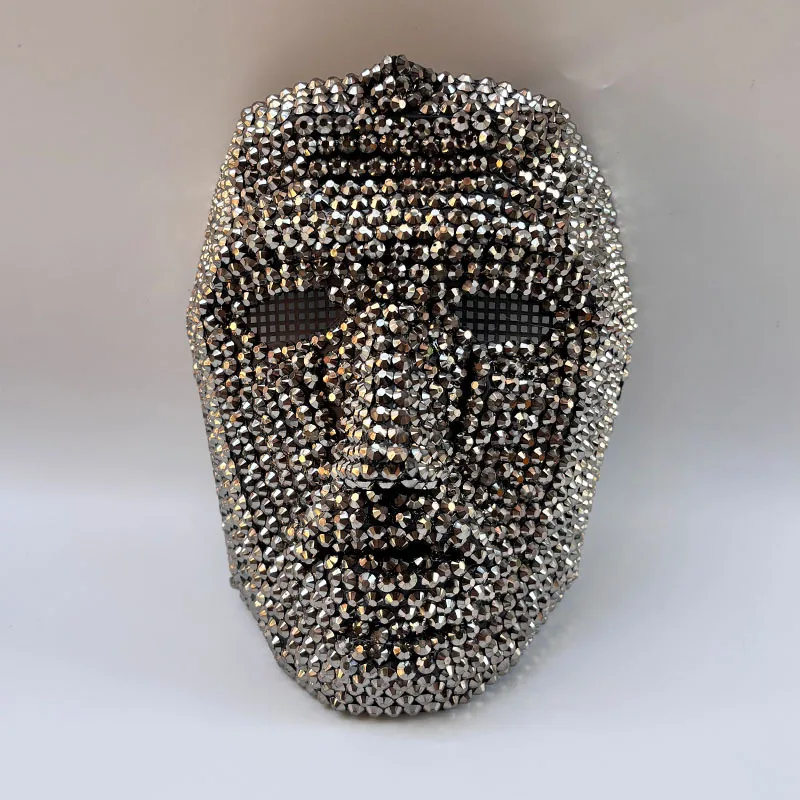Masque de patron en strass scintillant, couverture complète du visage pour hommes et femmes, accessoires de Costume, accessoires de fête Cosplay DJ, masque de Carnaval