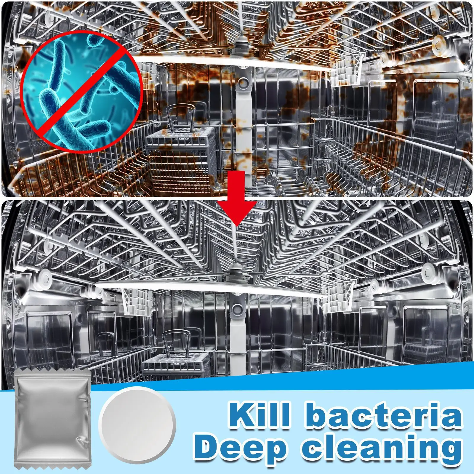 Dishwasher cleaning tablets, special maintenance tablets for decontamination and oil stain cleaning