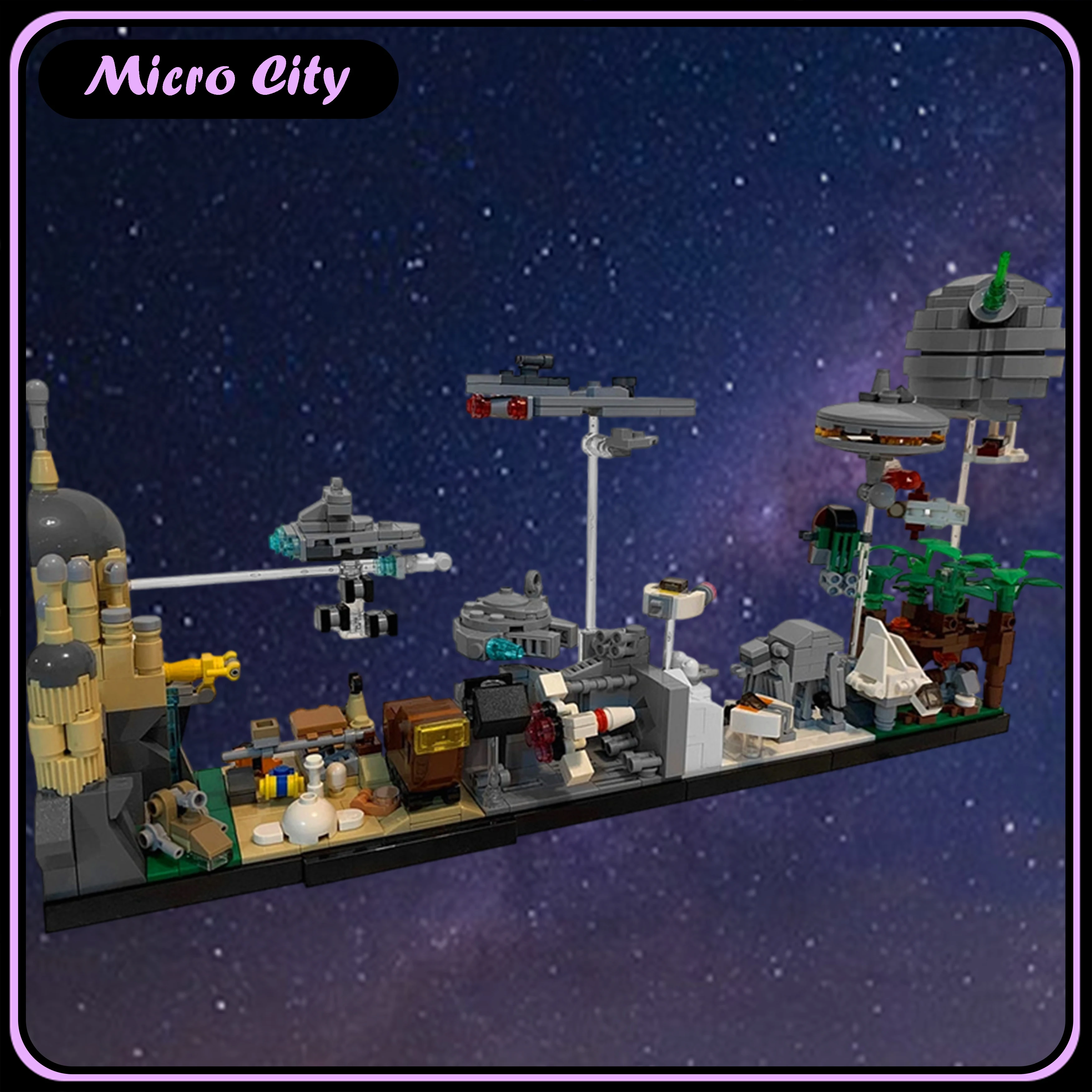 Seria Micro MOC City Skyline Scene, inspirowana klasycznymi serialami kryminalnymi, architektura, klocki konstrukcyjne, model kolekcjonerski, prezent.