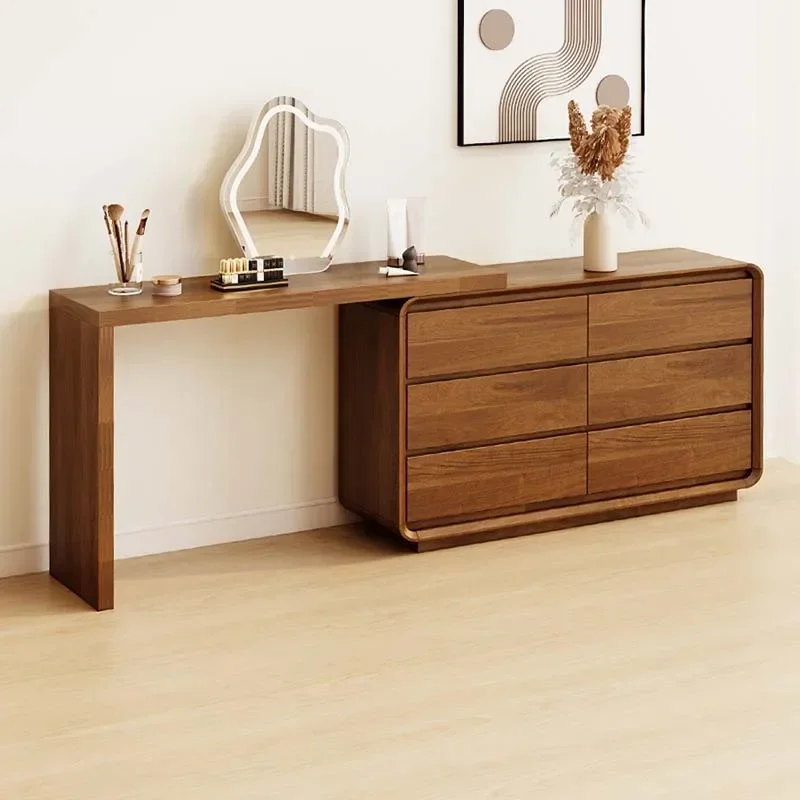 Bedroom Storage Dressing Table Drawer Wavy Wood Mobile Dressing Table Nordic Luxury Penteadeiras De Maquiagem Room Furniture