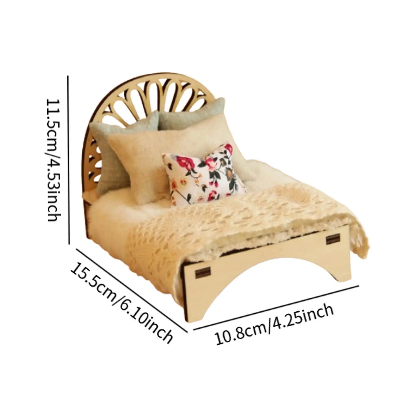 1/12 Schaal Dollhouse Bed Miniatuur Eenpersoonsbed DIY Craft Rollenspel Miniatuur