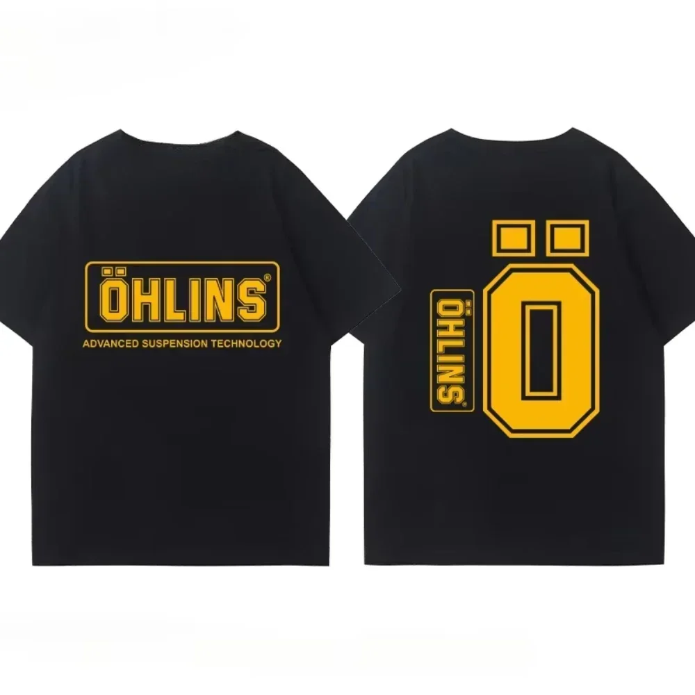 

Fashion Cotton OHLINS Motorcycle Shock Absorber Modified T-shirt Clothes Casual Trendy Brand Men's Women Car Club Short Sleeves