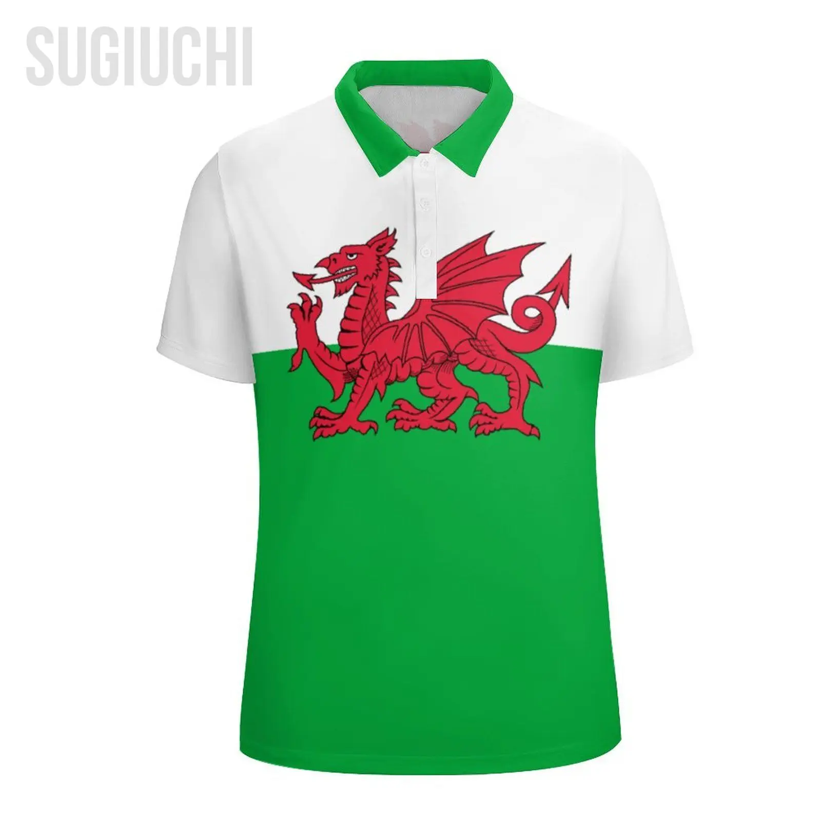 Unisex Polo Shirt Wales Cymru Flag 3D Print Man Polo Fashion Clothing Tracksuits Short Sleeves