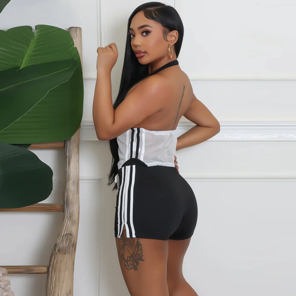 Shorts Pant Set Women Two Piece Sets Halter Matching Sets Tracksuit Vest Tops Short Pants High Waist Y2k Streetwear Jogger