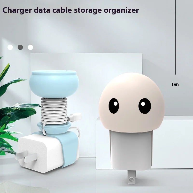 귀여운 만화 실리콘 충전기 보호기 휴대용 데이터 케이블 와인더 데이터 케이블 버클 바인딩 벨트 데스크탑 케이블 보관 버클