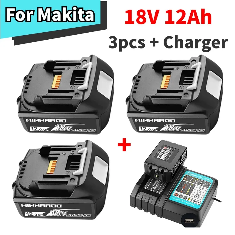 bateria li ion recarregavel com display led bms para makita chave eletrica impacto bl1840 bl1850 bl1860 18v baterias 120ah 01