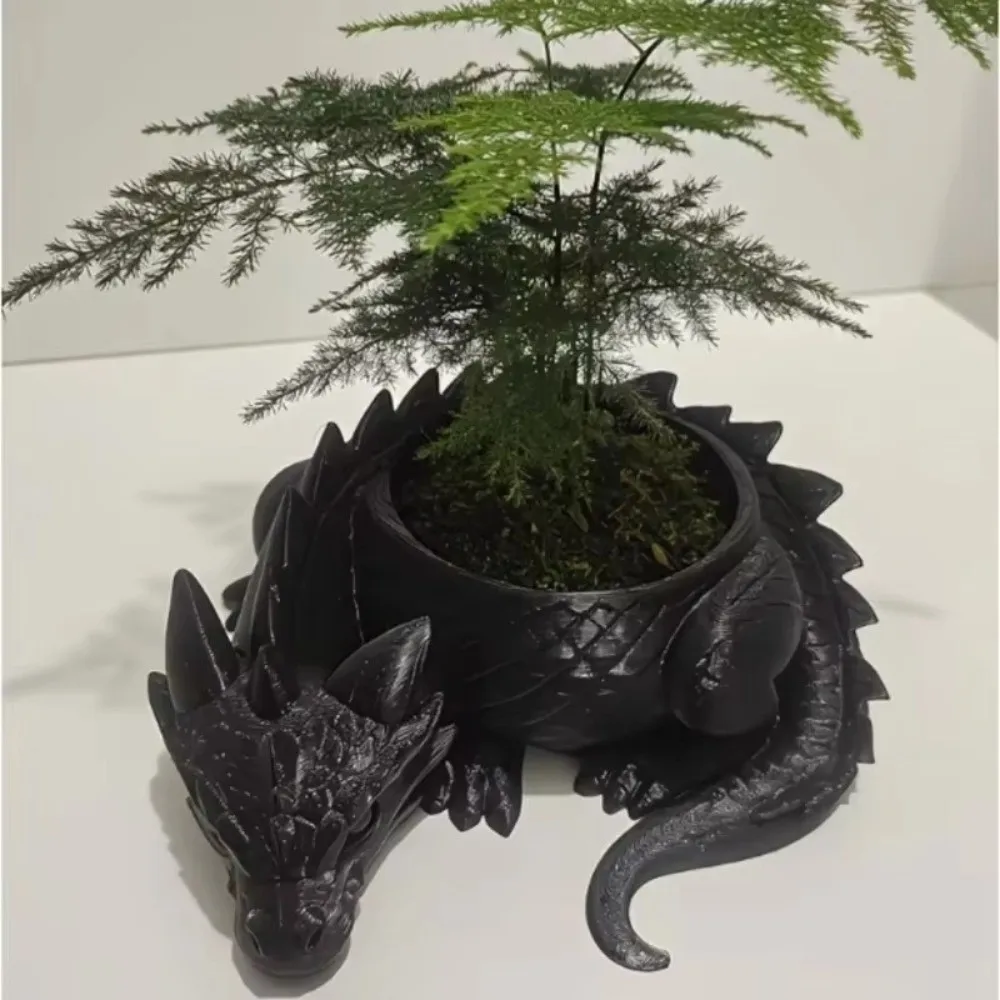 3D Printed Dragon Shaped Plant Pot Creative Funny Animals Flower Pot Mini Handmade Succulent Planter Home Decoration