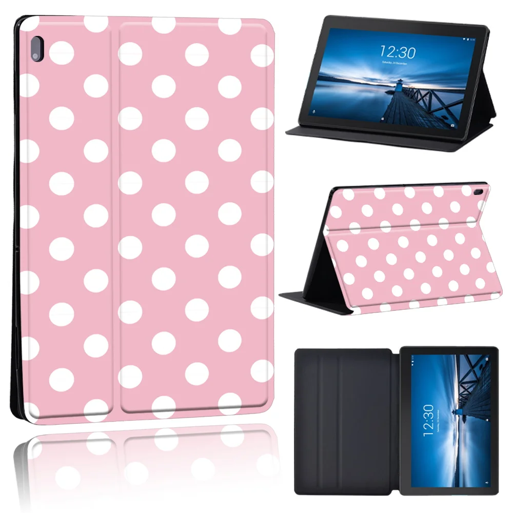 Tablet Case for Lenovo Tab E10/Tab M10 TB-X505F/Tab M10 Plus/Tab M10 2nd/Tab M7/Tab M8 Leather Case Funda dots pattern