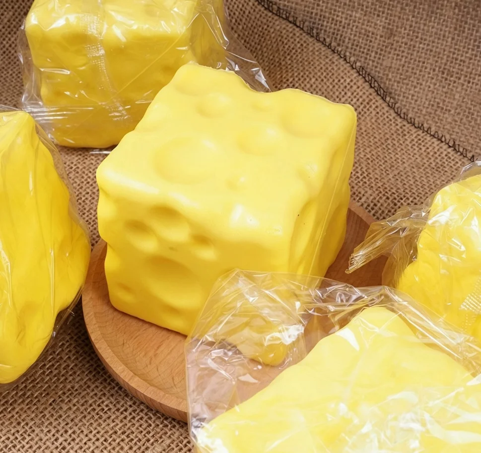 Slow-Rise Square Cheese Squeeze Toy - Slow Rebound Squishy Stress Relief Gift for Adults Unique Elasticity Handheld Fun