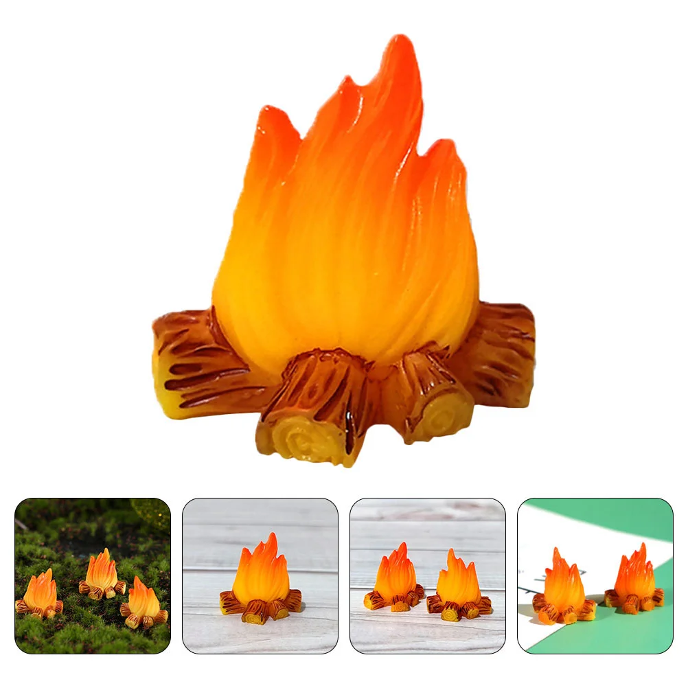 

4 Pcs Micro Landscape Ornament Faux Fireplace Miniature Campfire Dollhouse Accessories