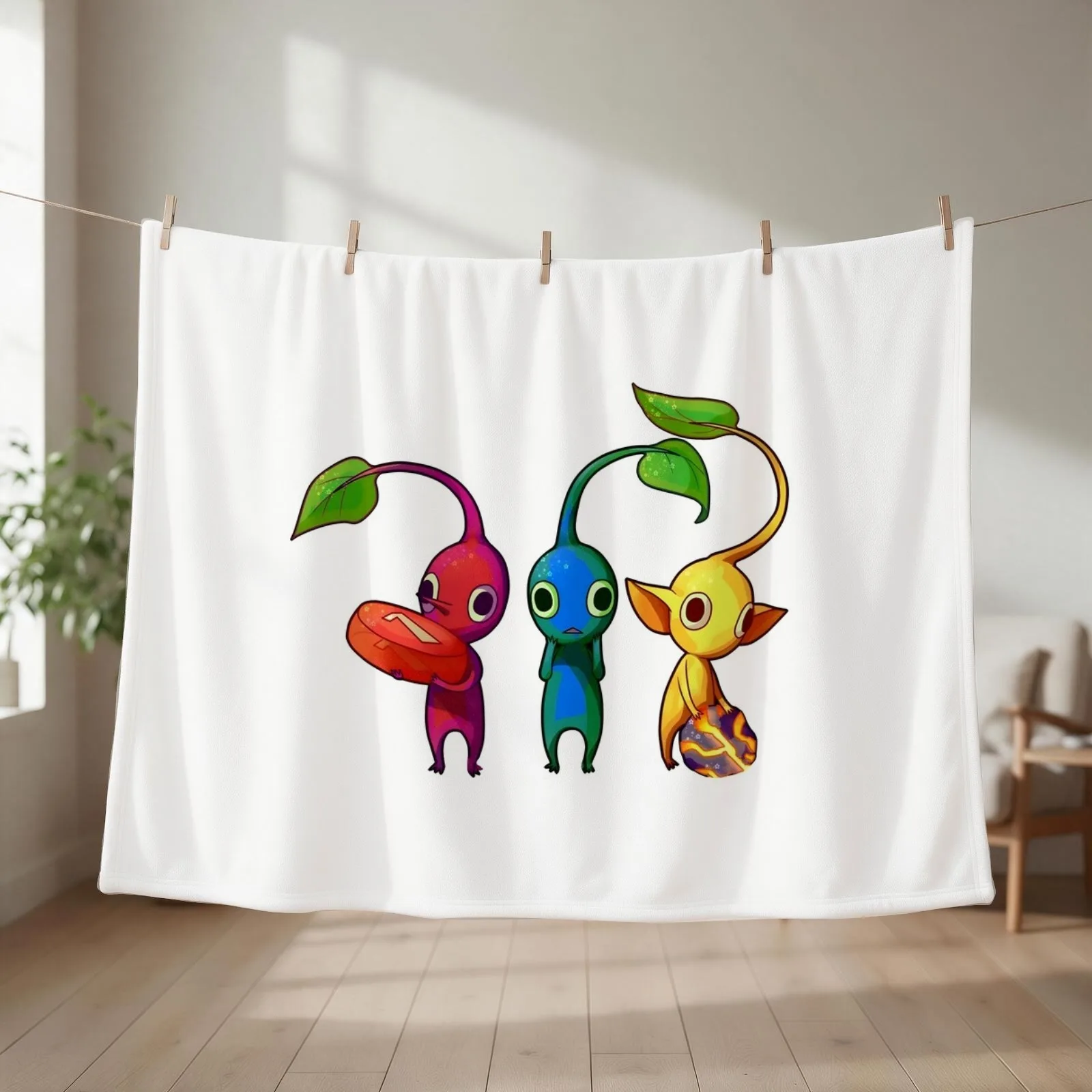 Pikmin by raisinmuffin. Throw Blanket couch cozy soft plush fuzzy picnic outdoor blanket