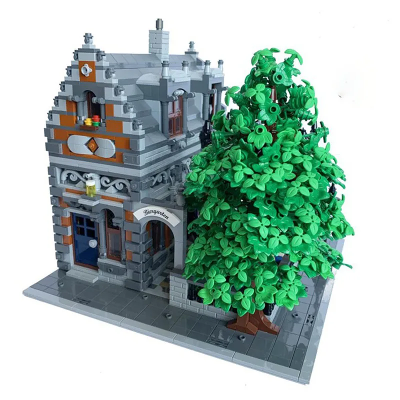 Bloc de construction Moc, modèle de vue de rue, style architectural allemand, maison de bière Gevas, technologie de restaurant, cadeau modulaire, assemblage à monter soi-même