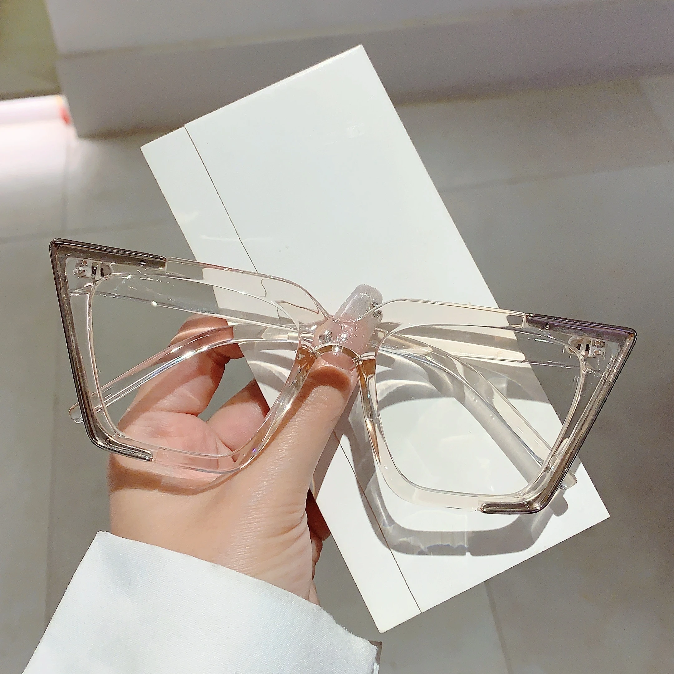 KAMMPT Oversized Vintage Glasses Women Fashion Cat Eye Blue Light Blocking  Eyewear Chic Candy Color Non-prescription Eyeglasses