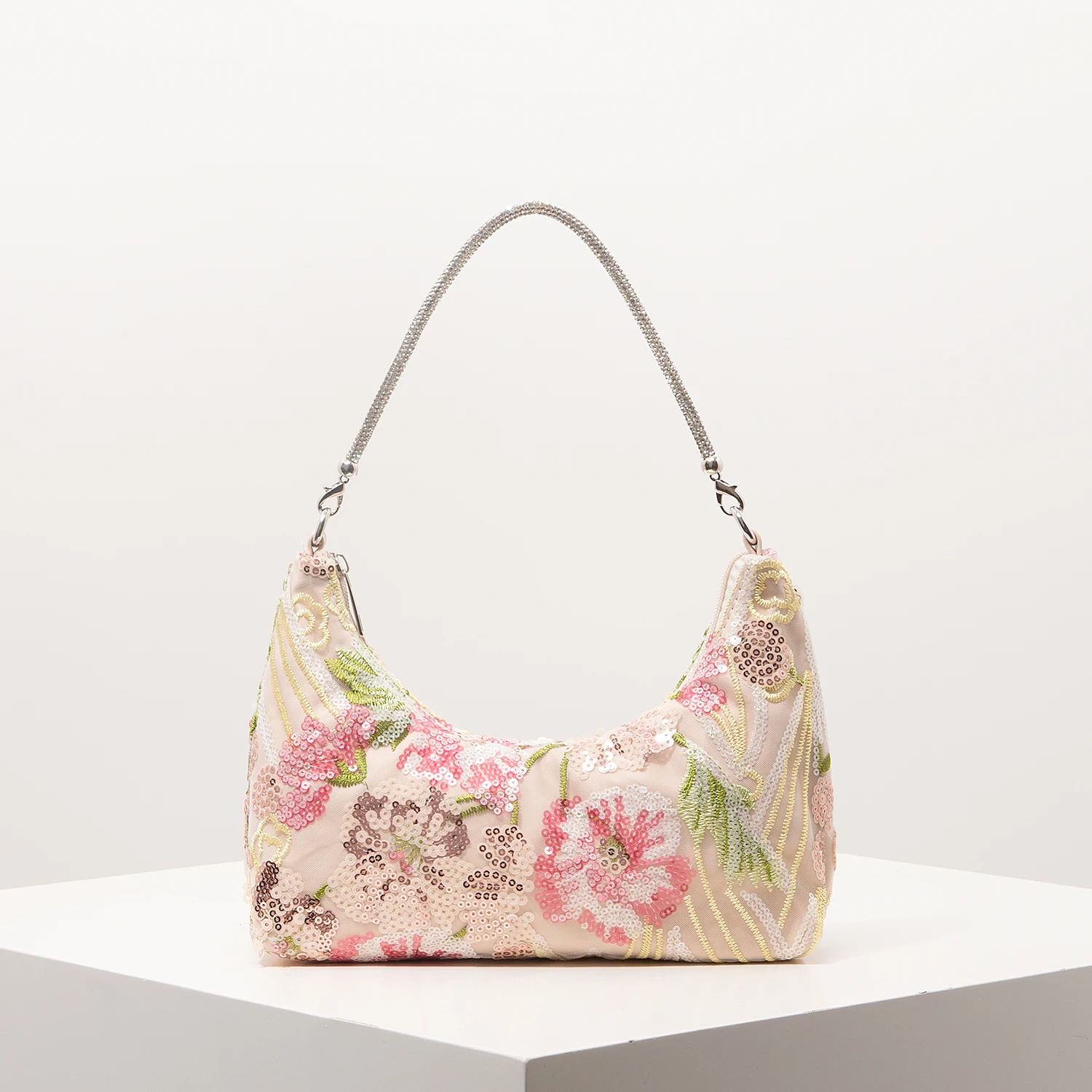 Schultertasche, Blumenmuster, Pailletten-Tasche, Stickerei, Gala-Abend, Party-Outfits, Abschlussball-Tasche, Hochzeitsartikel, Elegant, Valentinstag, Zufälliges Muster – Detail 12