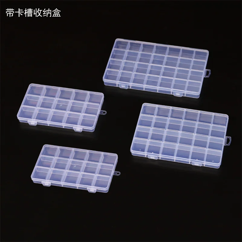 15 24 28 Grid Transparent Fixed With Slot Beaded Anti-string Grid Plastic Storage Box Jewelry Classification Parts Division Box