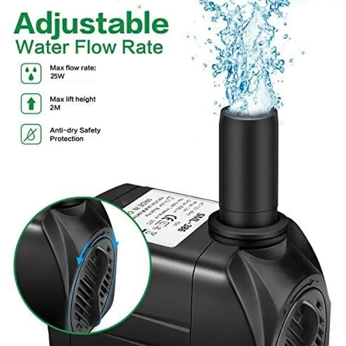 AC 220V 1800L/H 2.5-35W Mini Portable Brushless Motor Ultra-quiet Submersible Water Pump with Led Light Aquarium Fountains