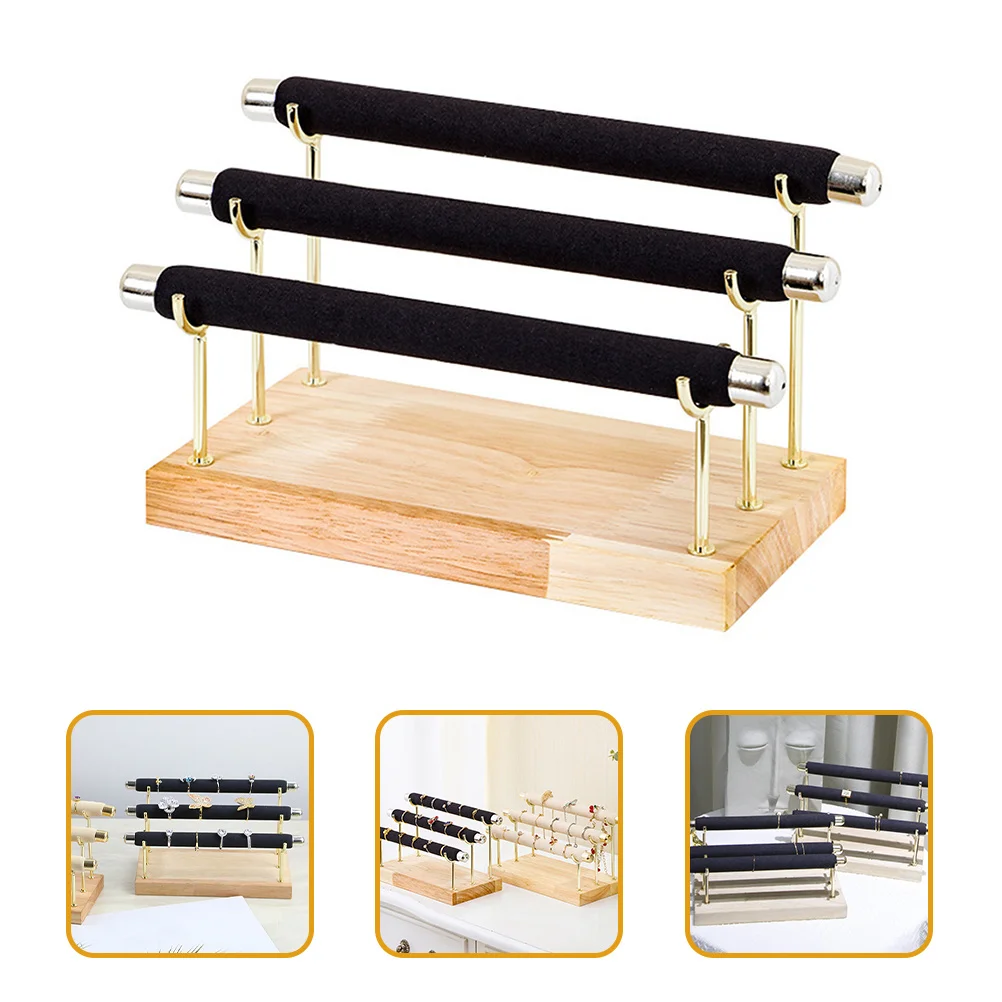 3-Tier Solid Wood Ring Holder Durable Jewelry Display Rack Practical Ring Organizer Storage Stand Rings Storage Holder