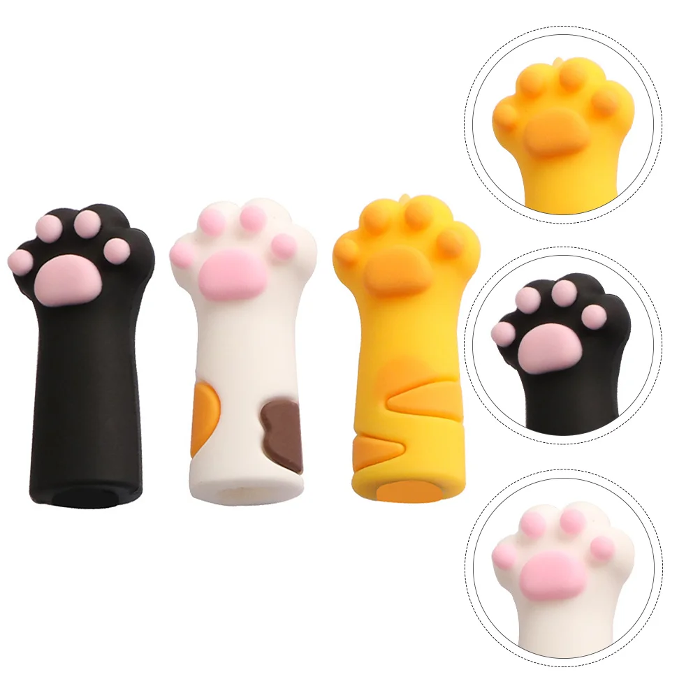 

3 Pcs Kids Scissors Cat Paw Protector Silicone Nipper Cover PVC Cap Pedicure Tool Tweezers Sleeve Child