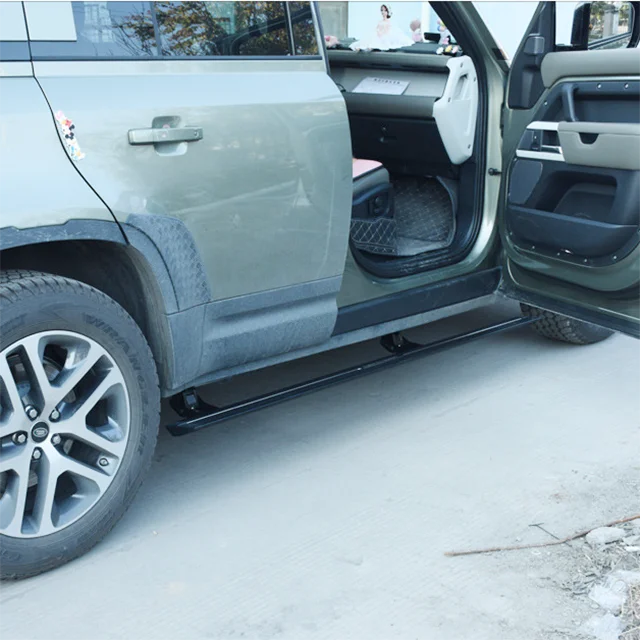 ملحقات السيارات لوحة الجري الأوتوماتيكية لسيارة Land Rover Defender 2020 شريط جانبي من الألومنيوم جزء السيارة خطوة جانبية كهربائية #3