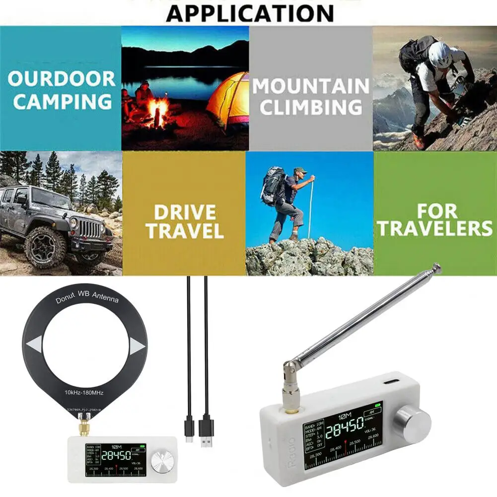 Портативное радио LSB USB AM FM 0,5-108 МГц, карманное мини-радио, 1,9-дюймовый IPS-экран, вседиапазонный радиоприемник с антенной