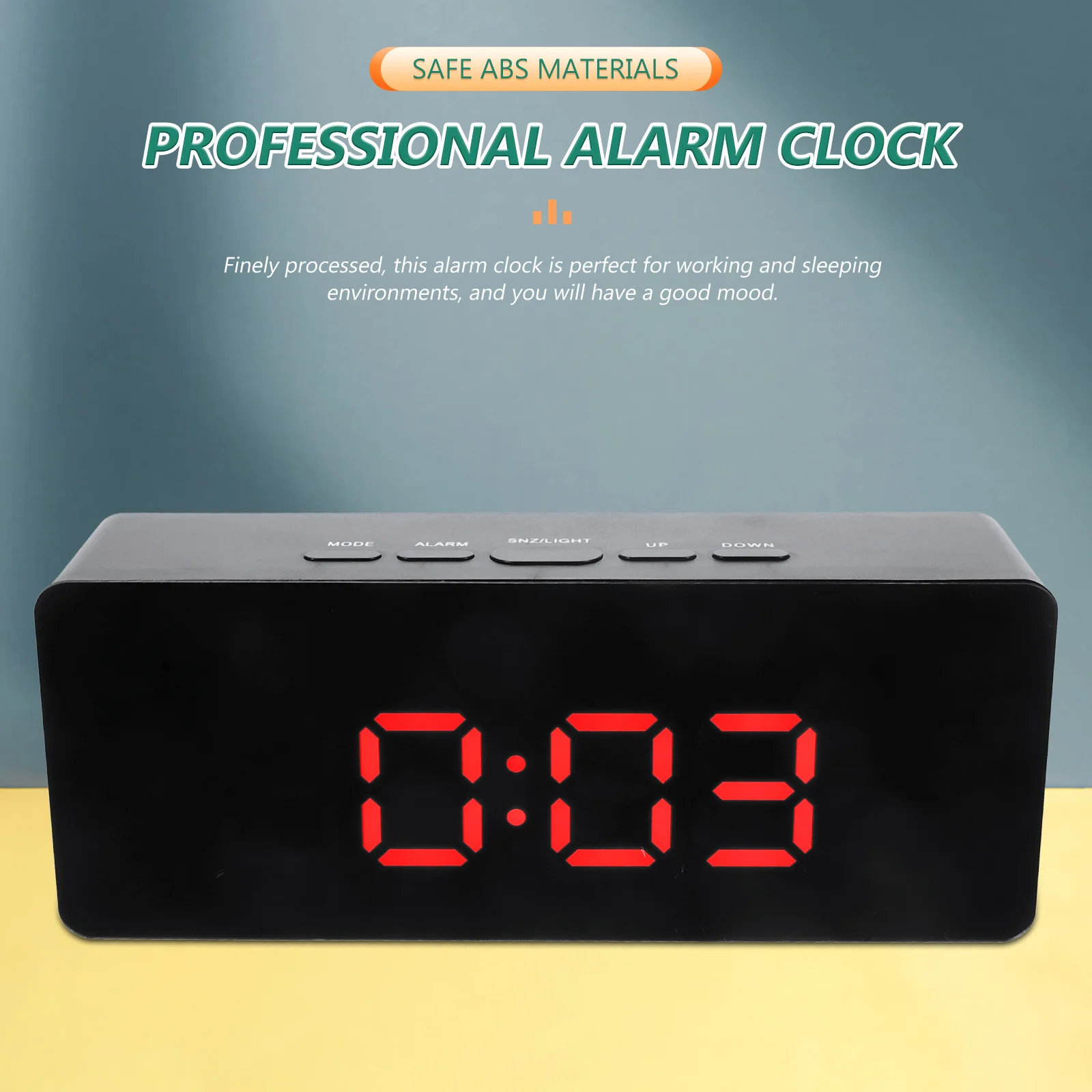 

Display Clock Electronic Mirror Alarm Digital for Bedroom Household Abs Bedside