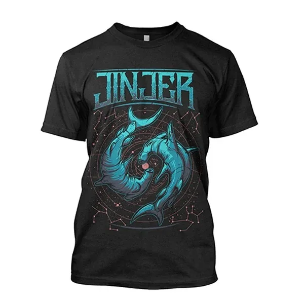Jinjer Rock Band Dark Botanical Skull Rose Print T Shirt Gothic Metal Style Unisex Daily T Shirt