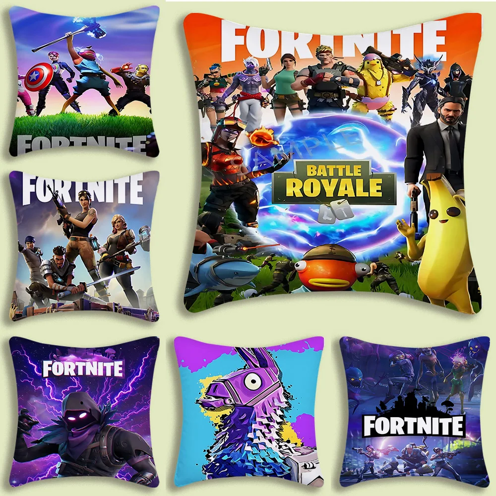 Hot Game Pillow Covers Cartoon Sofa F-FORTNITES Decorative Home Double-sided Printing Short Plush Cute Cushion Cover