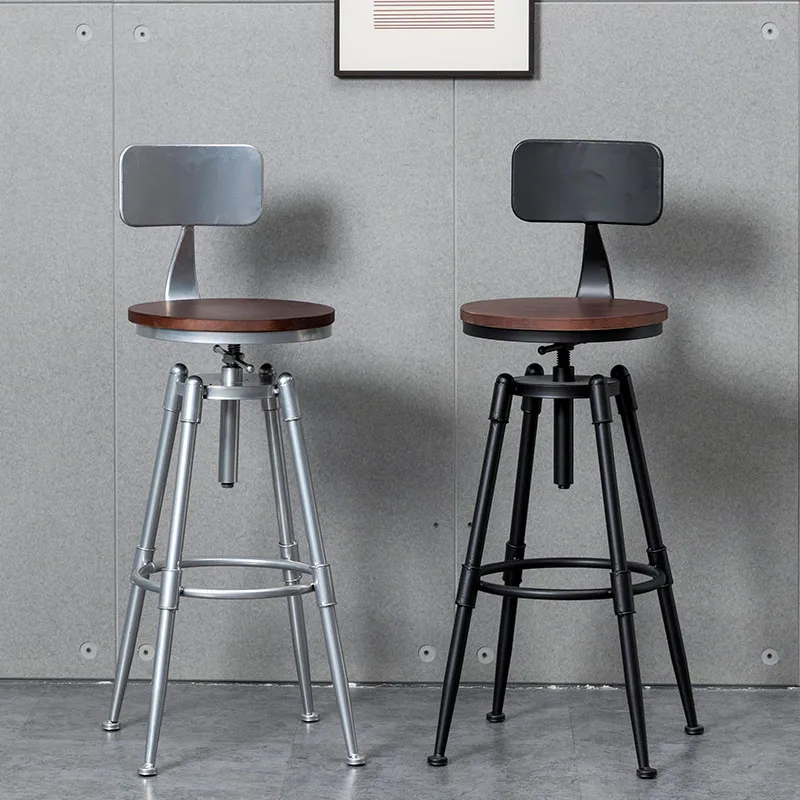 

Gray High Barstools Wood Modern Minimalist With Back Accent Designer Aesthetic Barstools Black Living Room Chaise Bar Furniture