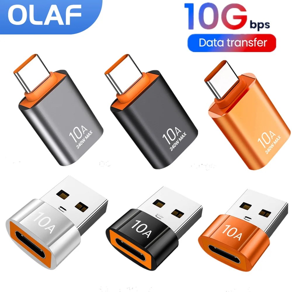 10A OTG USB3.0 To Type C Adapter Fast Charging Data Transfer Type C Female to USB Male Converter For Xiaomi Samsung Macbook poco