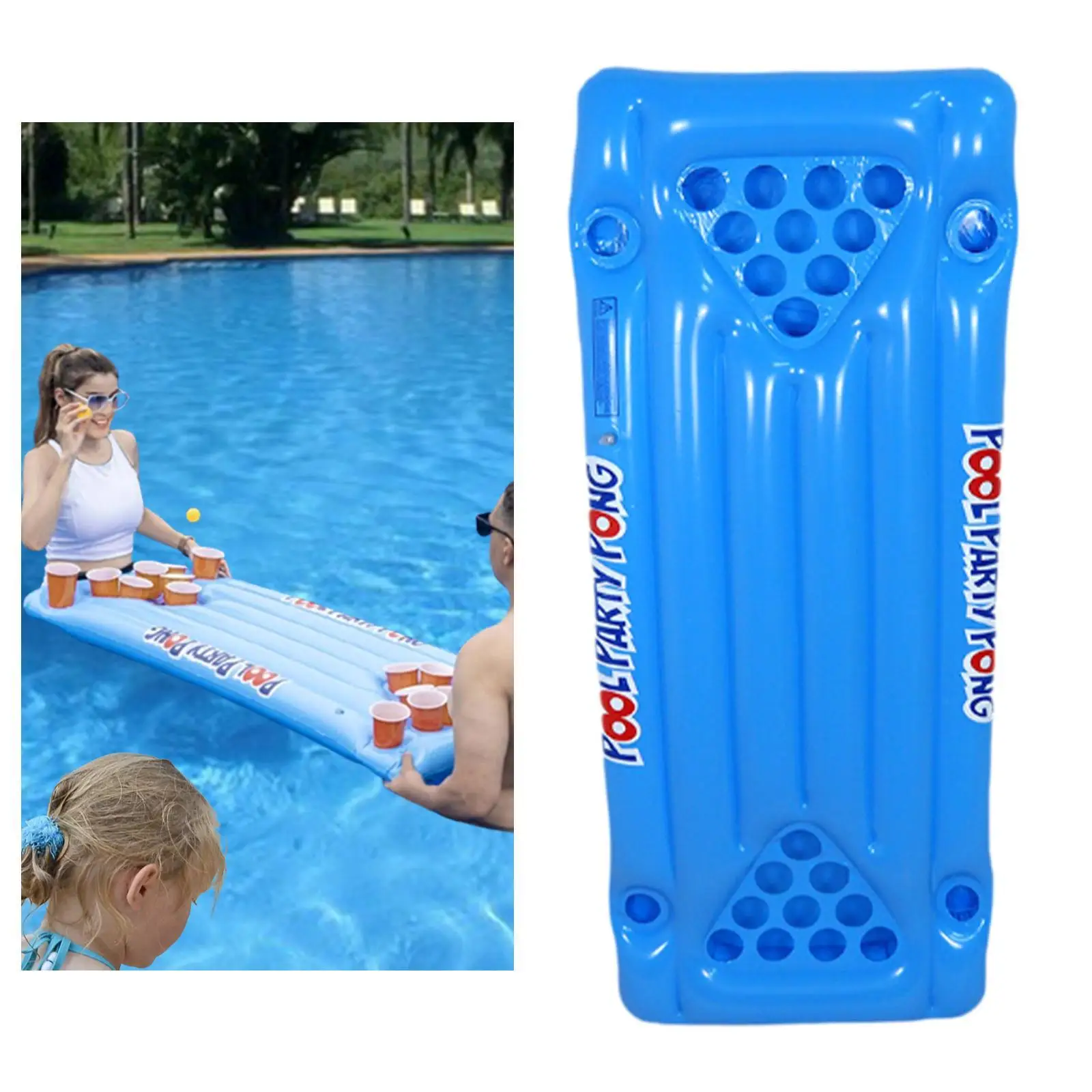 

Inflatable Beer Pong Raft Unique Float Lounge for Summer Water Sports Beach