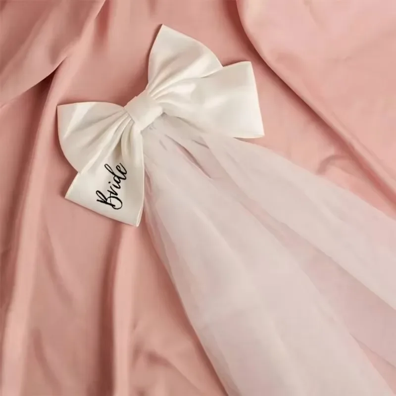 Velo blanco con lazo para el pelo de novia, despedida de soltera, foto de playa, despedida de soltera, despedida de soltera, fin de semana, viaje para niñas, regalo de decoración de boda