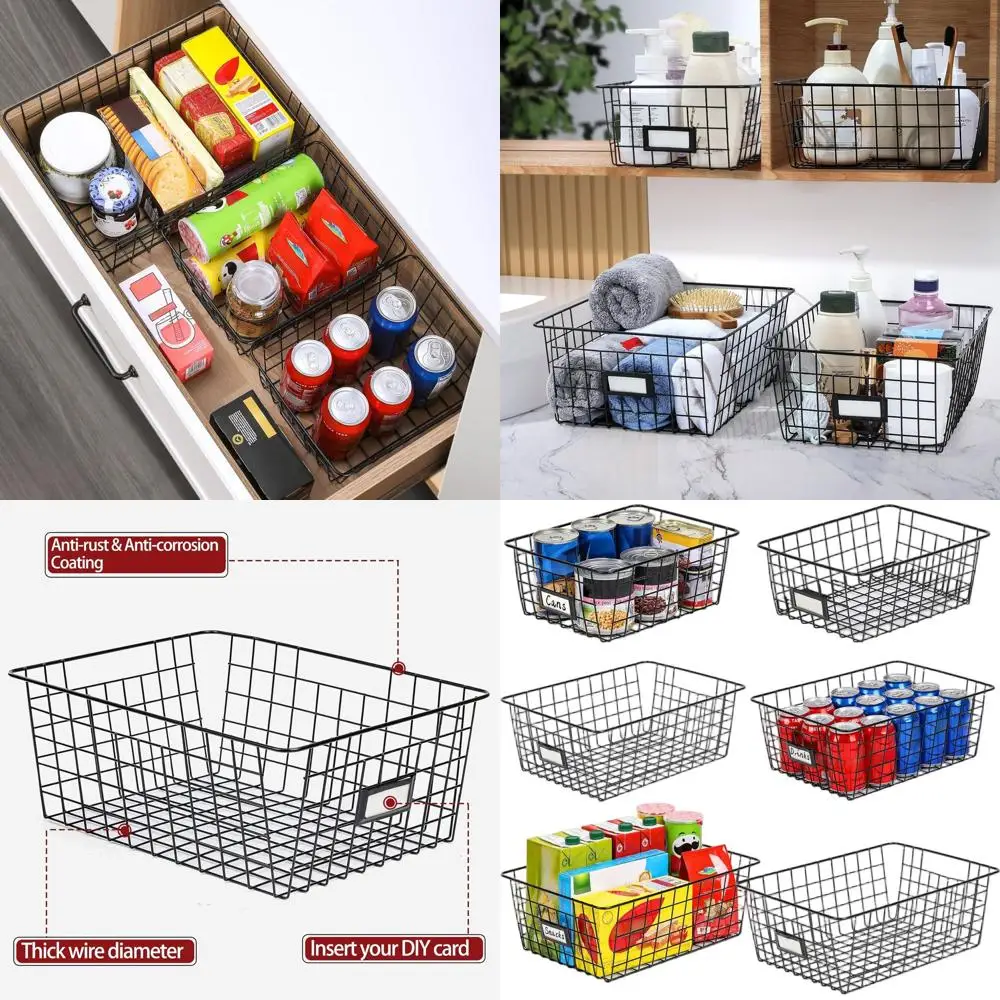 

Набор из 6 проволочных корзин: XL, L и XL для организации хранения в кладовой и на кухне