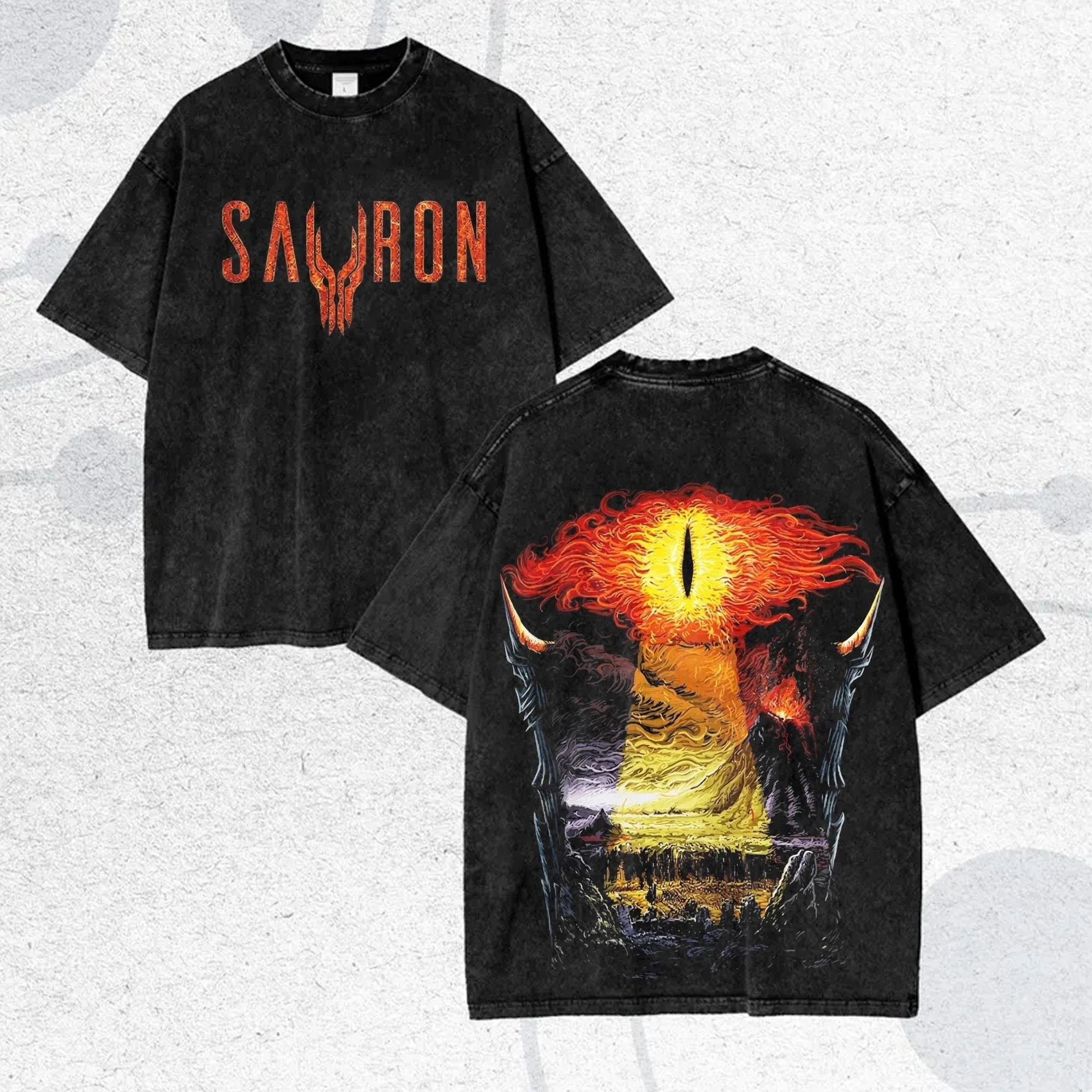 Lord of The Rings Sauron Vintage Graphic Tee Dark Fantasy Streetwear Men Women Cotton T-shirt Y2K Tolkien Fan Gift Streetwear view 3