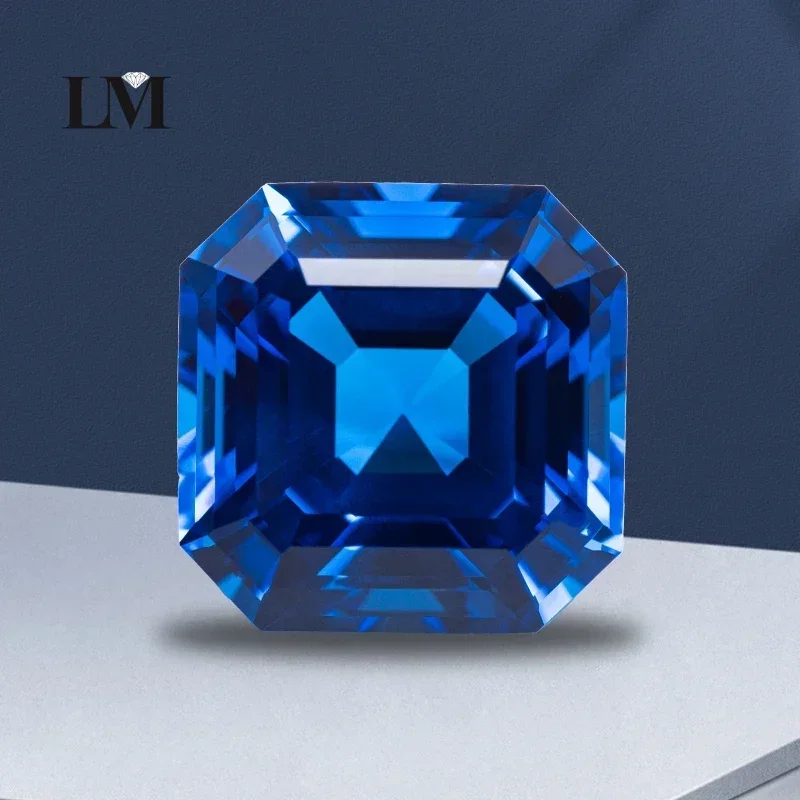 Lab Grown Cobalt Spinel VVS1 Square Asscher Cut Gemstone Charms DIY Advanced Jewelry Making Materials Selectable AGL Certificate