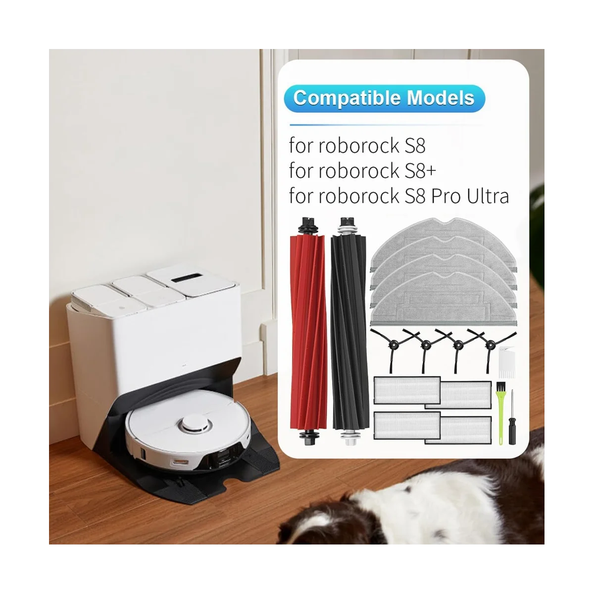 ملحقات المكنسة الكهربائية لـ S8 Pro Ultra Robot Vacuum Dual فرشاة رئيسية فرشاة جانبية فلتر Hepa ممسحة قطع غيار الملابس