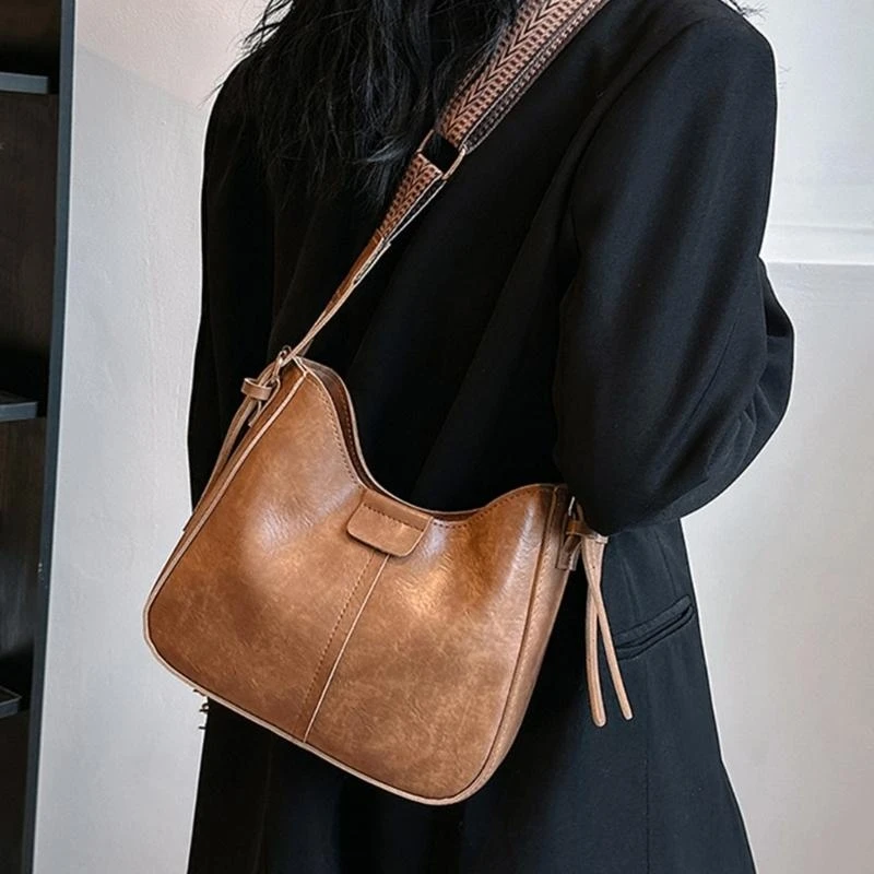 حقيبة دلو حقيبة اليد للأزياء للسيدات ، حقيبة كتف جلدية خفيفة الوزن محفظة للاستخدام اليومي