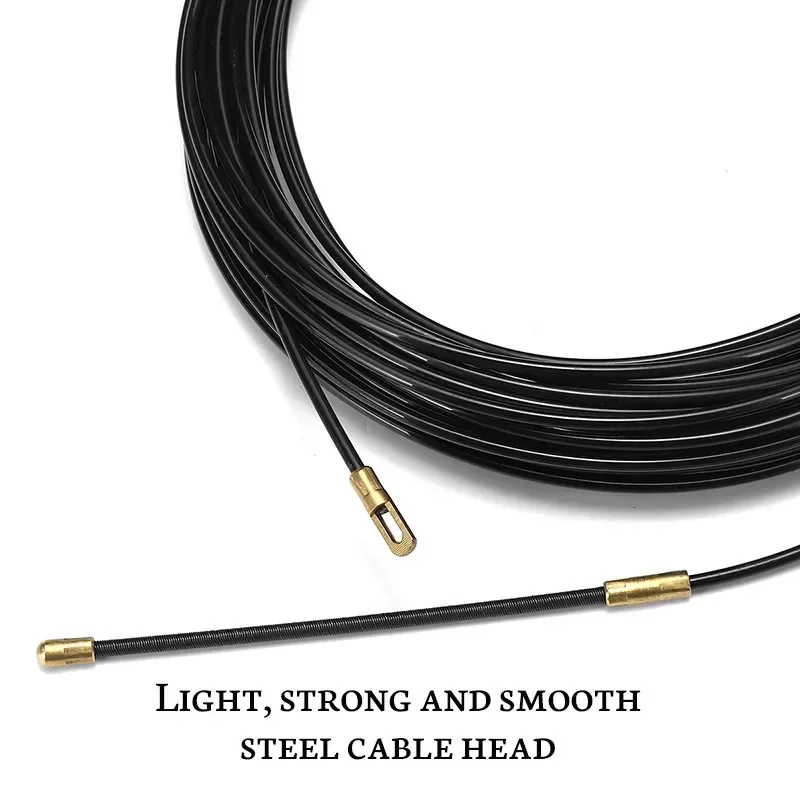 3mm 5/10/15/20/25/30/35/40m cabo push extrator de fibra de vidro preto dispositivo guia elétrico duto rodder peixe fita parede fio conduíte