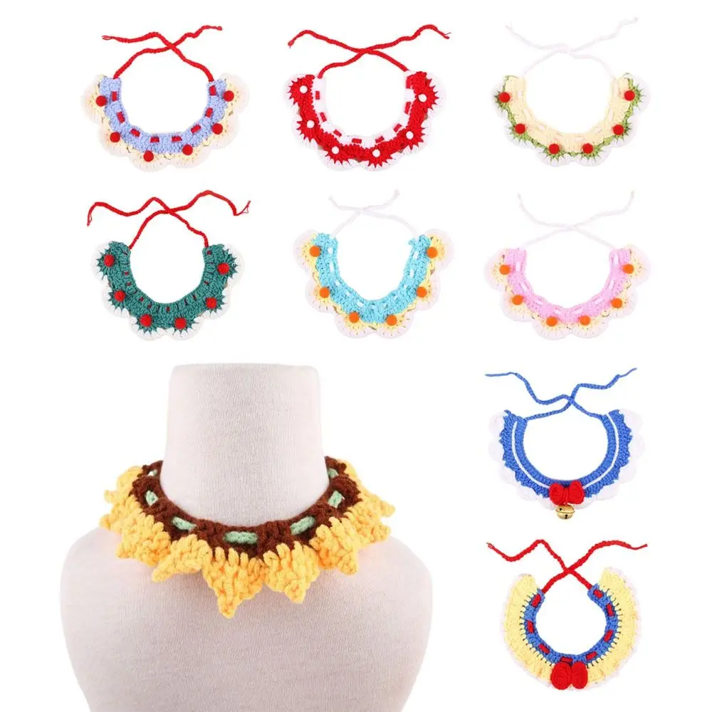 Mignon collier pour chat en tricot tissé à la main, réglable et doux, type bavoir pour animaux de compagnie