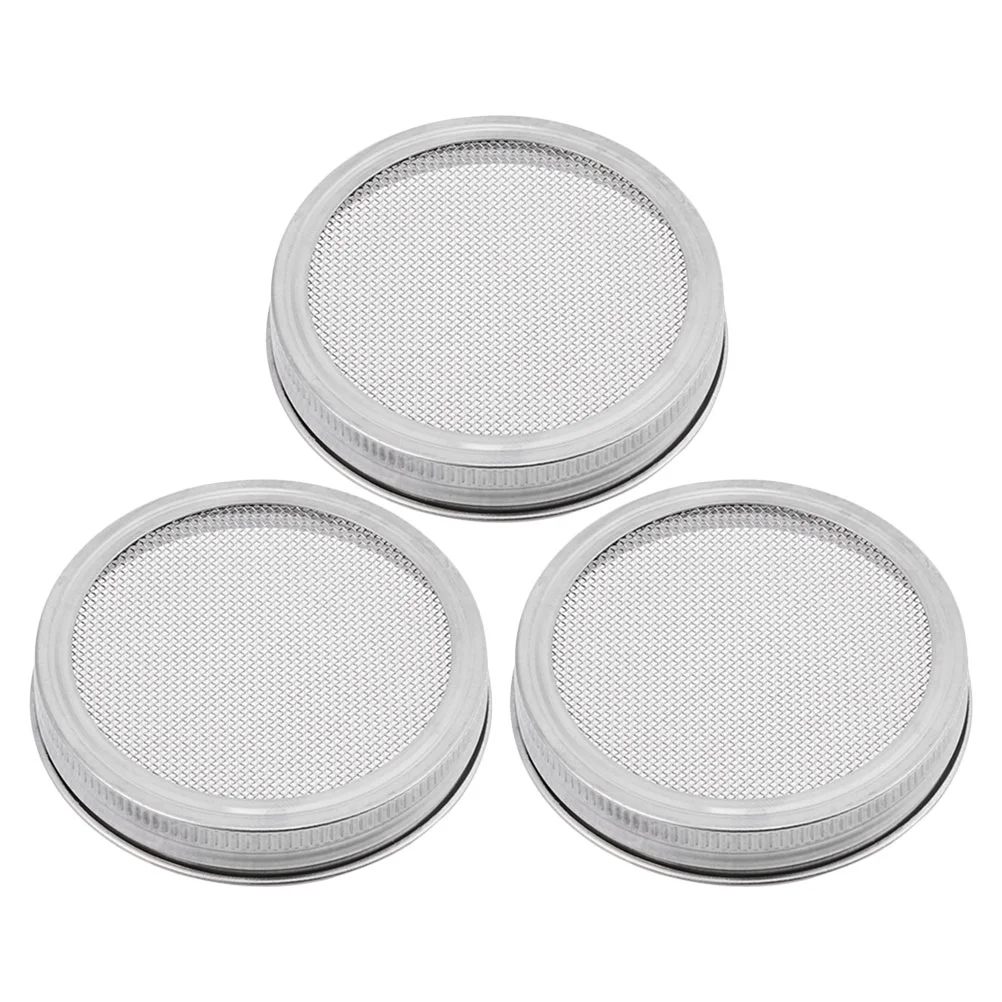 

3pcs Mason Jar Lids Reusable Stainless Steel Wide Mouth Food Grade Germination Tool Breathing Mesh Design