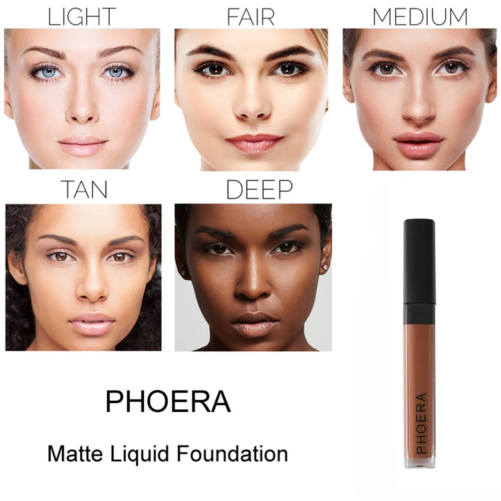 Phoera 10 Kleuren Vloeibare Concealer Foundation Crème Glad Gezicht Hydraterende Zijdeachtige Langdurige Littekens Acne Cover Cosmetische Make-Up