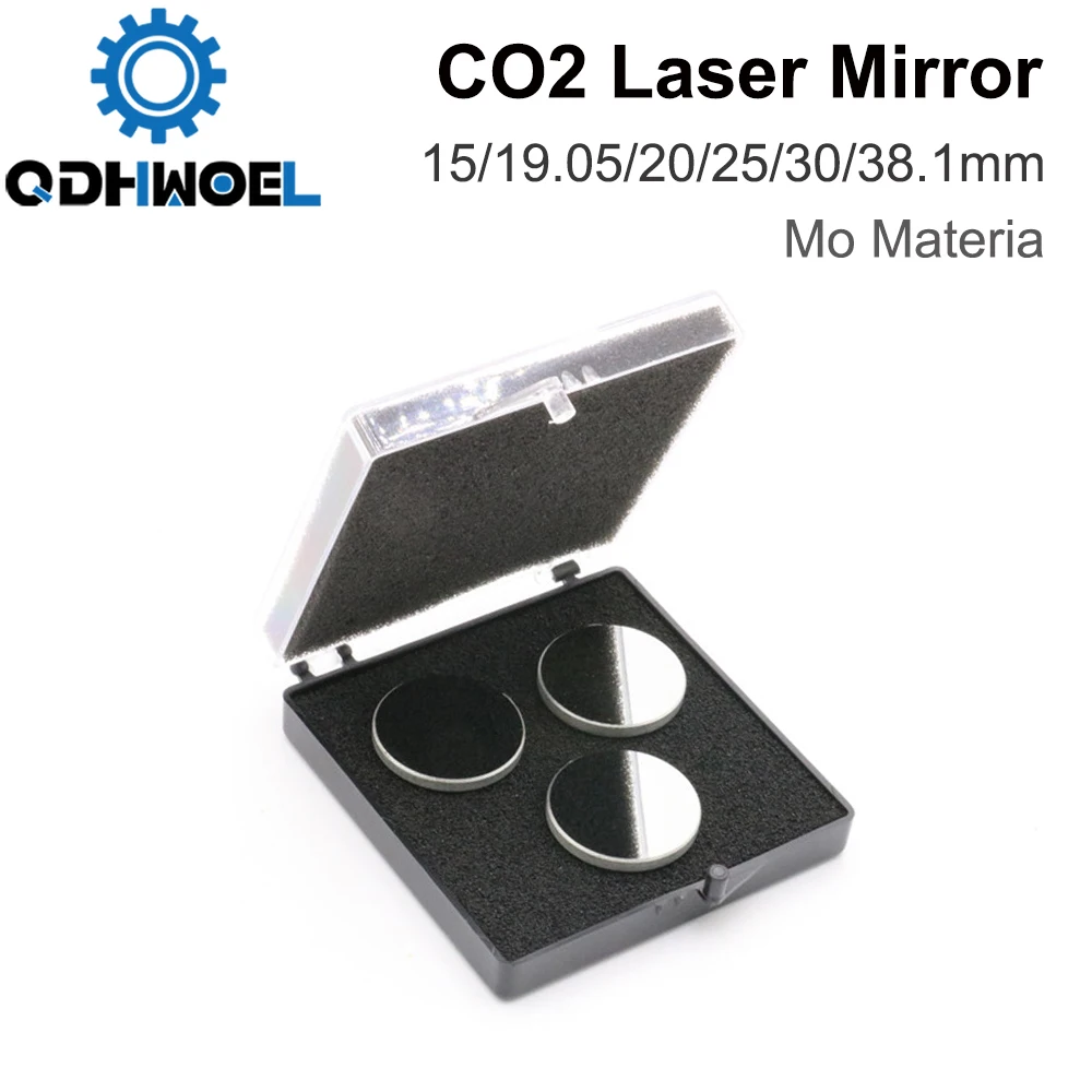QDHWOEL CO2 레이저 반사경, Mo 미러 직경 CO2 레이저 절단 타각기, 두께 3mm, 15 19.05, 20, 25, 30, 38.1mm
