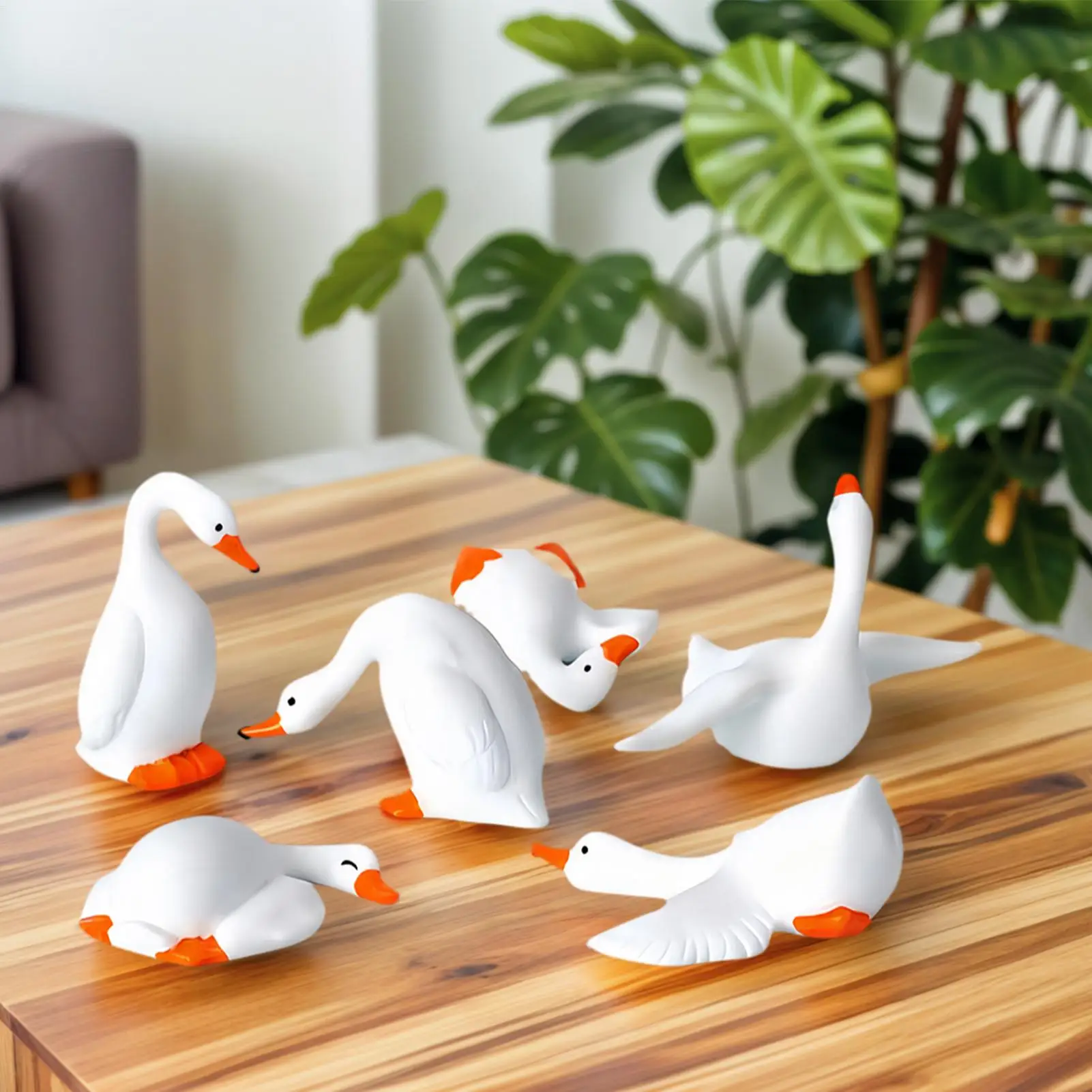 Car Dashboard Animal 6 Pieces Car Interior Geese Figurine Desktop Statue Accessories For Vehicle Automotive RV Office Road Trip