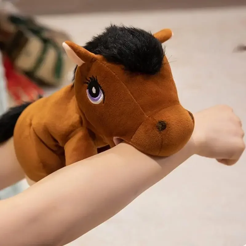 Zachte Leuke Pluche Handpop Met Beweegbare Mond Interactieve Paard Knuffeldier Speelgoed Voor Pretend Play Storytelling Kids