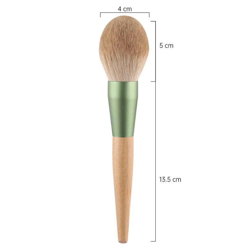 Single Powder Brush Makeup Setting and Contouring Brush One-piece Natural Wood Handle Ultra-Soft Bristle Fluffy Large Makeup Bru