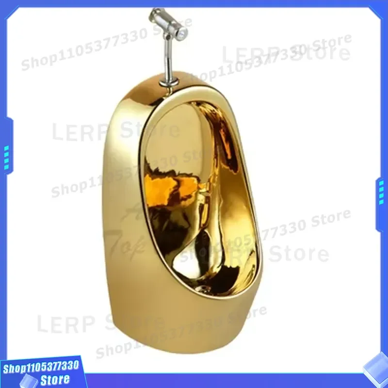 Luxury Gold Ceramic Wall Mounted Urinal for Men High Quality Hanging Cylinder Bowl Sanitary Ware Bathroom Fixture Direct