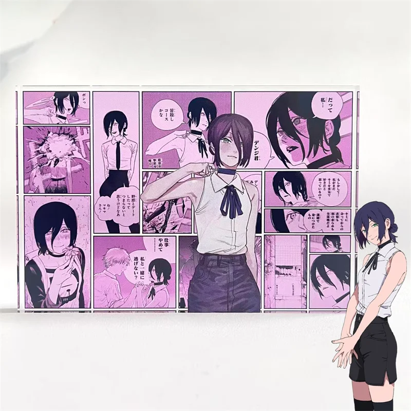 Motosierra de Anime para hombre Denji Reze Makima Hayakawa Aki, placa de soporte para Cosplay, modelo de escritorio acrílico, adorno, figura, accesorios