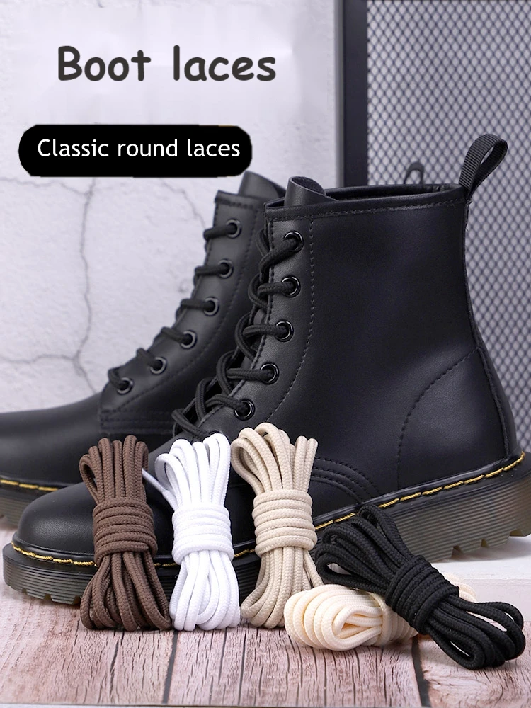 

NEW 1 Pair Martin Boot Shoelace Polyester Solid Classic Round Shoelaces Casual Sports Boots Shoes Lace Length 90cm/120cm/150cm