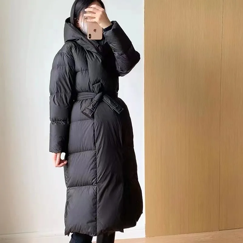 Female Clothing 90 Duck Down Coats Light Waistband Feather Jacket Warm Winter New in Coat Medium long Puffer Down Jacket Women