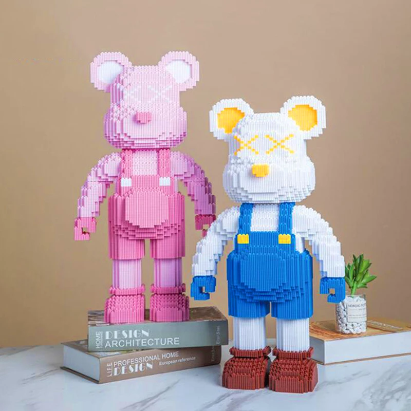 Violence Bear Building Block Toy Height Lovely particles DIY Assembly Painting Bear 3D Model Children\'s Toys Birthday Xmas Gift