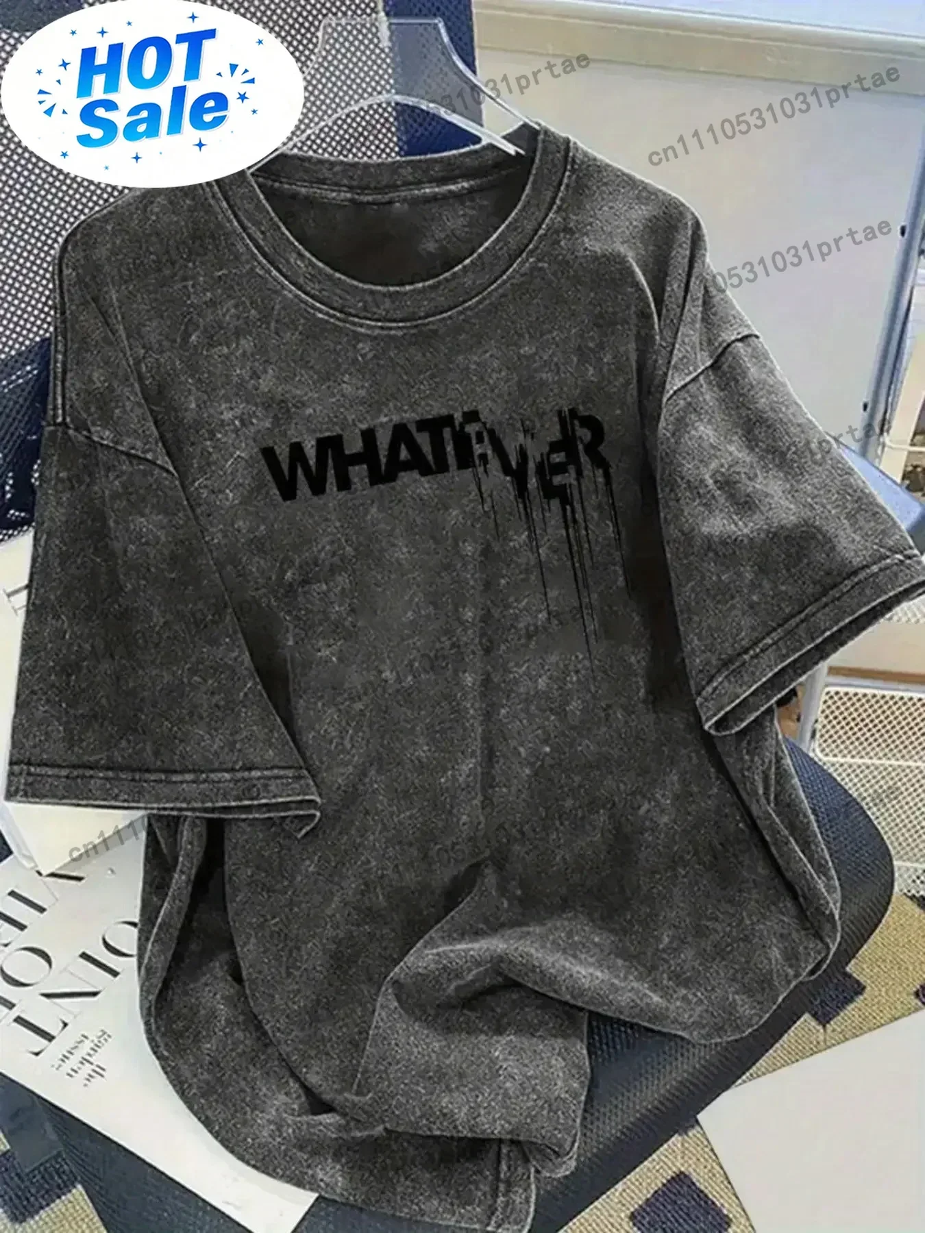 Men'S Heavily Washed Vintage T-Shirt - Featuring a Worn Look And Soft, Breathable Material, Dark Gray/Black Retro Street Style w